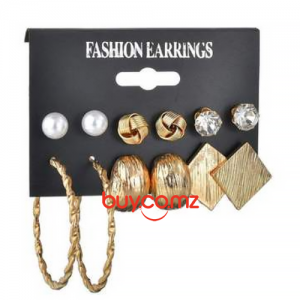 Conjunto de 6 pares de brincos de prata