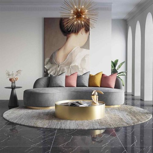 Sofá chenille/metal dourado - Image 2