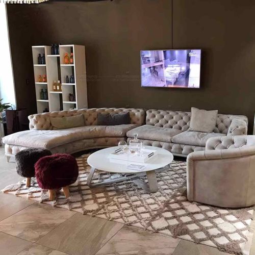 Sofá de tecido com tecnologia de veludo de luxo com luz nórdica - Image 4