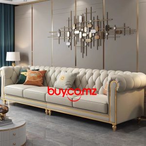 Sofá de couro de luxo leve americano primeira camada de couro